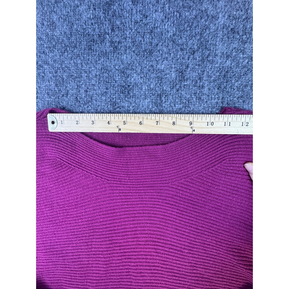 Talbots Ribbed Boat Neck Sweater Magenta Pink Medium Lambswool Nylon Blend - Picture 2 of 10